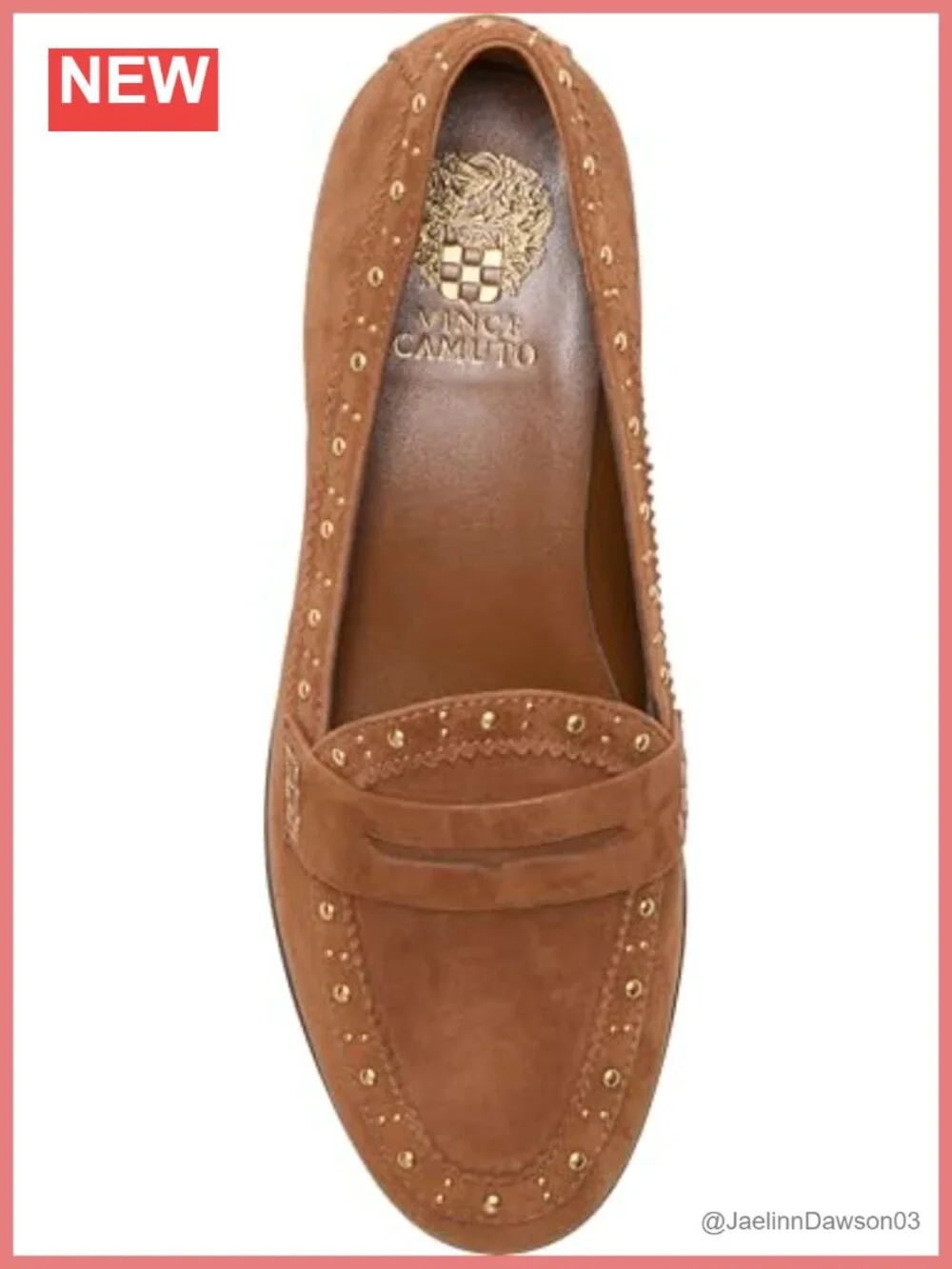 Studded Loafer Flats with Block Heel for Women Suede Fashion Shoes Round Toe